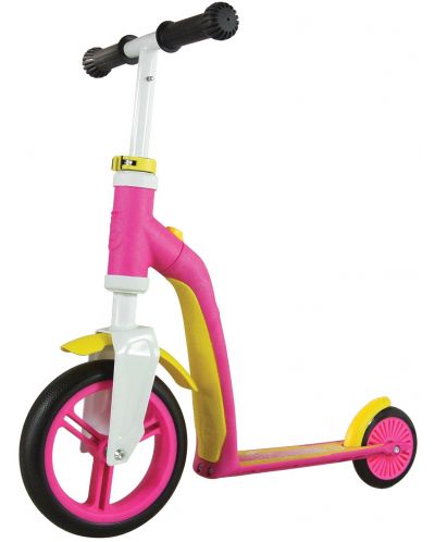 Детска тротинетка и колело за баланс Scoot & Ride - 2 в 1, розово и жълто  - 2
