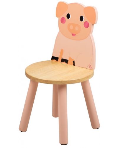 Детско дървено столче Bigjigs - Прасенце - 1