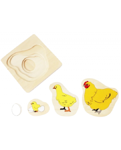 Детска игра Smart Baby - Многослоен пъзел, 5 части, кокошка - 1