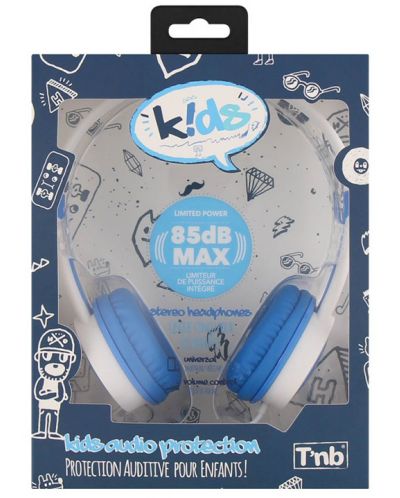 Детски слушалки с микрофон T'nB - Kids, бели/сини - 3