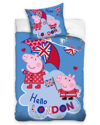 Детски спален комплект Sonne - Peppa Pig London, 2 части - 1
