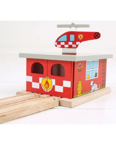 Детска дървена играчка Bigjigs - Пожарна станция - 3