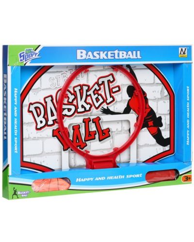 Детски комплект GT - Баскетболно табло за стена с топка и помпа, червено - 2