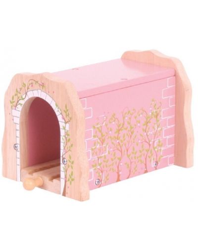 Детска дървена играчка Bigjigs - Тухлен розов тунел - 1