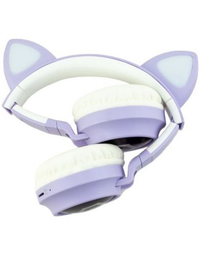 Детски слушалки PowerLocus - Buddy Ears, безжични, лилави/бели - 4