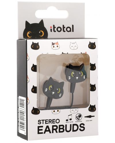 Детски слушалки с микрофон I-Total - Cats Collection 11052, черни - 4