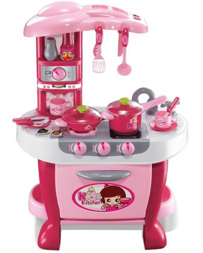 Детска кухня YIFENG - Little Chef, розова, с аксесоари