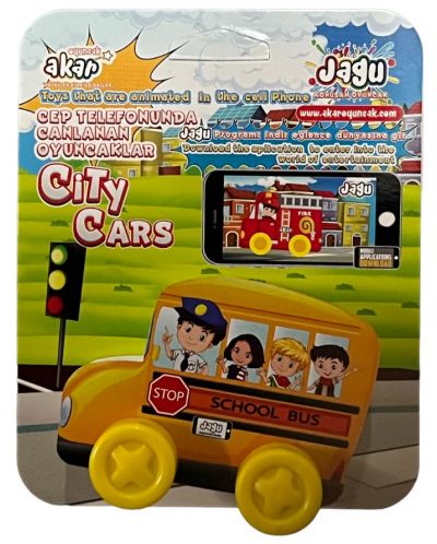 Детска играчка Jagu - Говорещи автомобили, Училищен автобус - 1