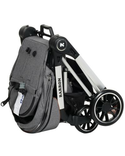 Детска количка 3в1 Zizito - Barron, тъмносива със сребриста рамка - 6
