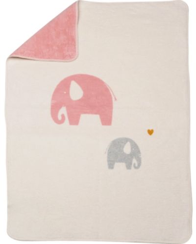 Детско одеяло David Fussenegger - Maja, 75 х 100 cm, Слончета, розово - 2