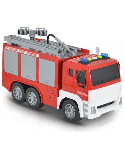 Детска играчка Moni Toys - Пожарен камион с помпа и стълба, 1:12 - 4