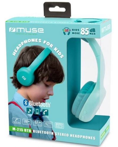 Детски слушалки с микрофон Muse - M-215 BTB, безжични, сини - 5