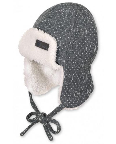 Детска зимна шапка ушанка Sterntaler 43 cm, 5-6 месеца, сива - 1