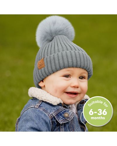 Детска зимна шапка KeaBabies - 6-36 месеца, сива, 2 броя - 2