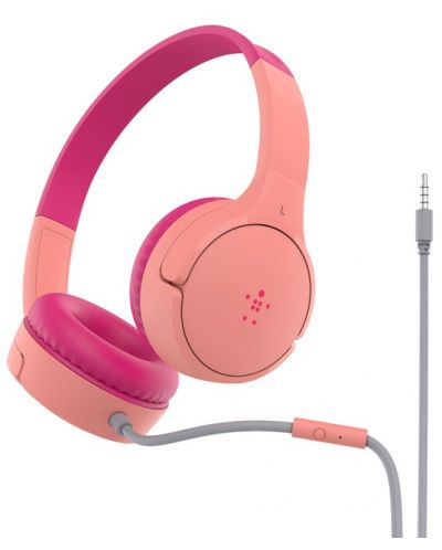 Детски слушалки с микрофон Belkin - SoundForm Mini, розови - 1