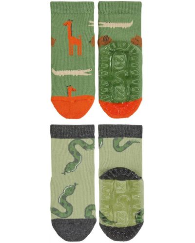 Чорапи със силиконова подметка Sterntaler - С животни, 19/20 размер, 12-18 месеца, 2 чифта - 2