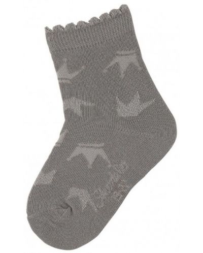 Детски чорапи Sterntaler - С коронки, 17/18 размер, 6-12 месеца, сиви - 1