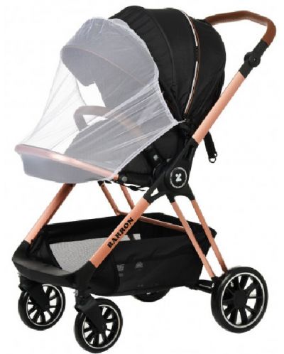 Детска количка Zizito - Barron 3 в 1, черна със златисто-розова рамка - 7