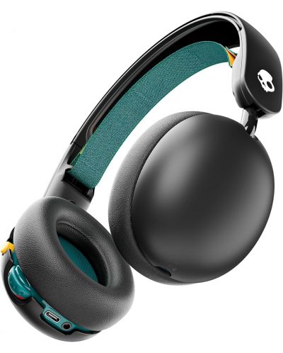 Детски слушалки Skullcandy - Grom Wireless, безжични, черни/зелени - 1