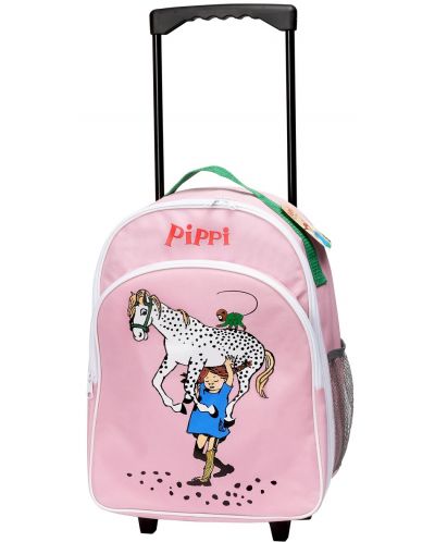 Раница за детска градина с колелца Pippi - Пипи и любимия кон, розова - 1
