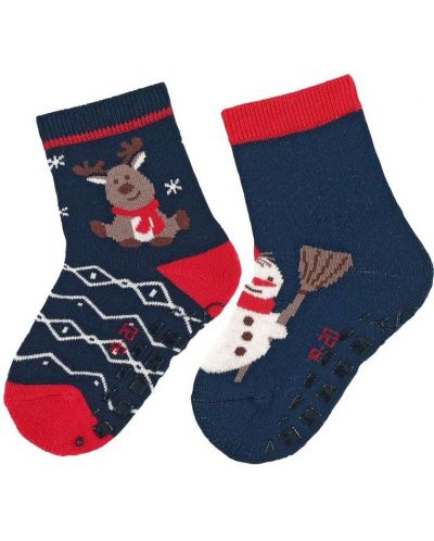 Детски чорапи с бутончета Sterntaler - Коледа, 2 чифта, 17/18, 6-12 месеца - 1
