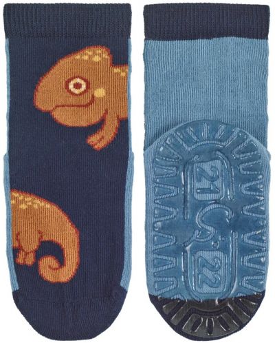 Чорапи със силиконова подметка Sterntaler - С хамелеон, 19/20 размер, 12-18 месеца, сини - 3