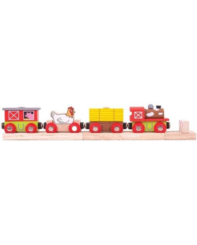 Детски дървен комплект Bigjigs - Фермерски влак - 1