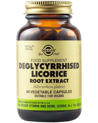Deglycyrrhised Licorice Root Extract, 60 растителни капсули, Solgar - 1