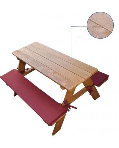 Детска дървена маса за пикник Ginger Home - С пейка и меки възглавници - 5