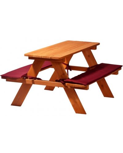Детска дървена маса за пикник Ginger Home - С пейка и меки възглавници - 2