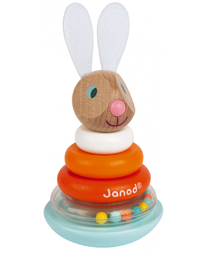 Детска играчка Janod - Зайче низанка и неваляшка - 1