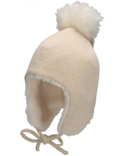 Детска зимна шапка с помпон Sterntaler - За момичета, 49 cm, 12-18 м, екрю - 1