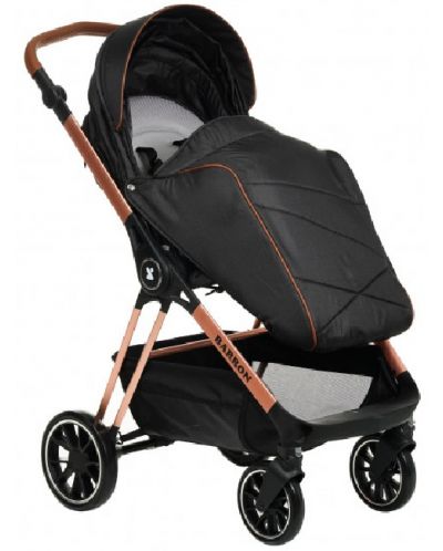Детска количка Zizito - Barron 3 в 1, черна със златисто-розова рамка - 6