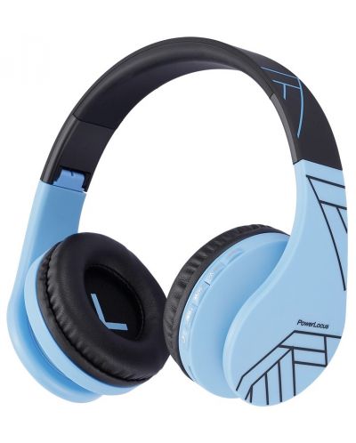 Детски слушалки с микрофон PowerLocus - P1, безжични, сини - 1
