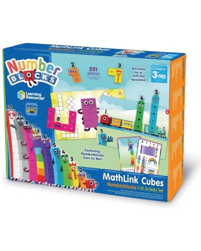 Детски математически комплект Learning Resources - Кубчета за сглобяване, от 1 до 10 - 1