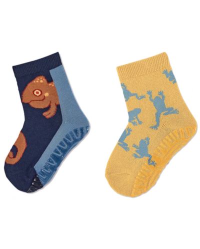 Чорапи със силиконова подметка Sterntaler - С хамелеон, 25/26 размер, 3-4 години, 2 чифта - 1
