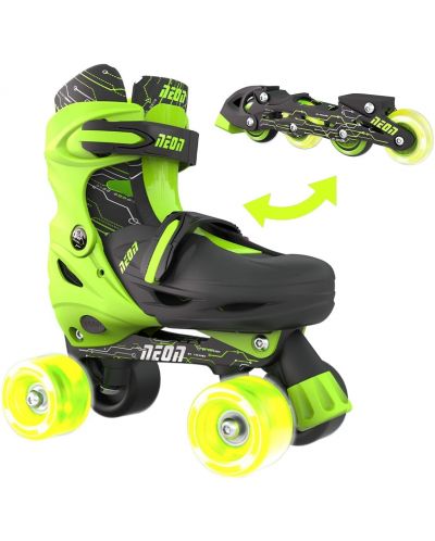 Детски ролери 2 в 1 Yvolution - Neon Combo Skates, размер 30-33, зелени - 3