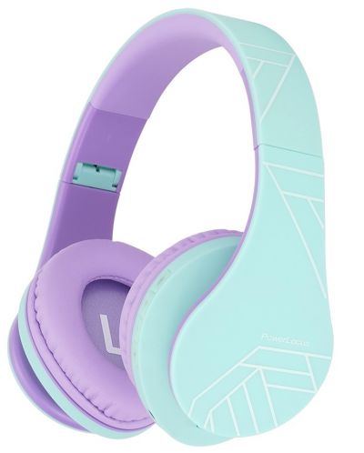 Детски слушалки PowerLocus - P2, безжични, зелени/лилави - 1