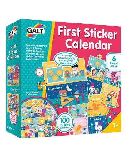 Детски календар Galt - Моят първи календар, с многократни стикери - 1