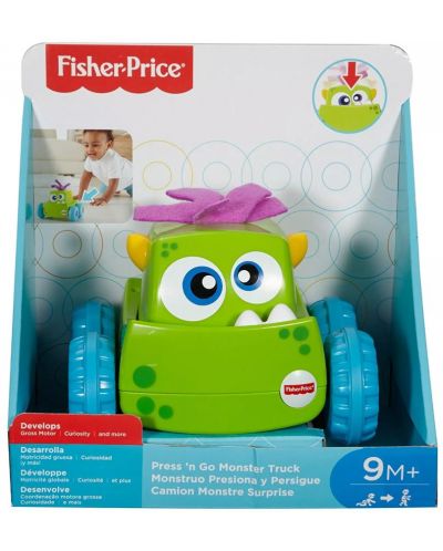 Детска играчка Fisher Price - Количка, Натисни и потегли, зелена - 2