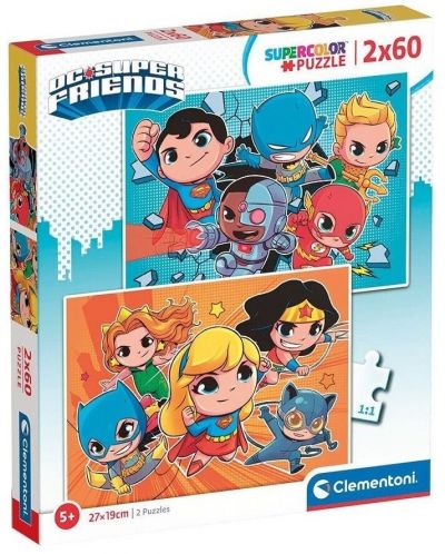 Детски пъзел Clementoni от 2 x 60 части - DC Comics: Super Friends - 1