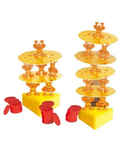 Детска игра за баланс Qing - Кула от сирене и мишлета - 2