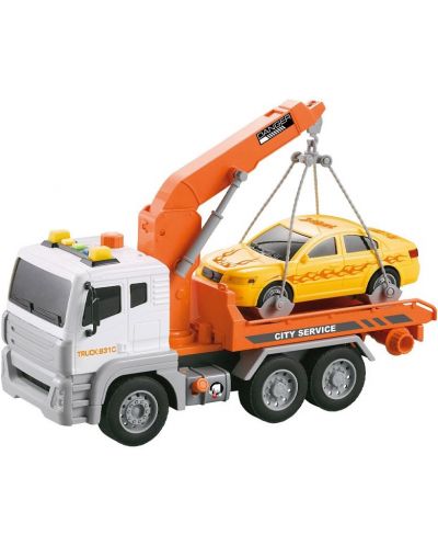 Детска играчка Felyx Toys - City Service, Камион с кран и кола - 1