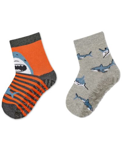 Чорапи със силиконова подметка Sterntaler - С акули, 27/28 размер, 4-5 години, 2 чифта - 1