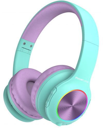 Детски слушалки PowerLocus - PLED, безжични, сини/лилави - 1