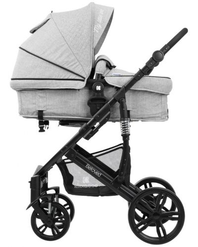 Детска количка 3 в 1 KikkaBoo Beloved - Светлосива, с кош за количка и столче за кола - 7