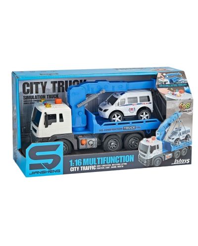 Детски камион пътна помощ Raya Toys - С музика и светлини, 1:16 - 2