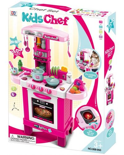 Детска кухня Raya Toys - Със светлини и звуци, розова - 5