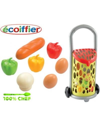Детска количка за покупки Ecoiffier, с капак и колелца - 3