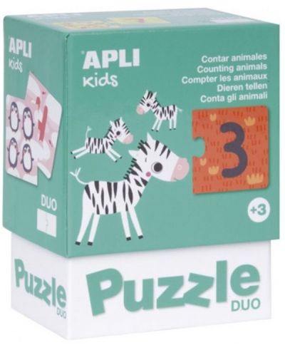 Детски пъзел Apli Kids - Колко са животните, 24 елемента - 1